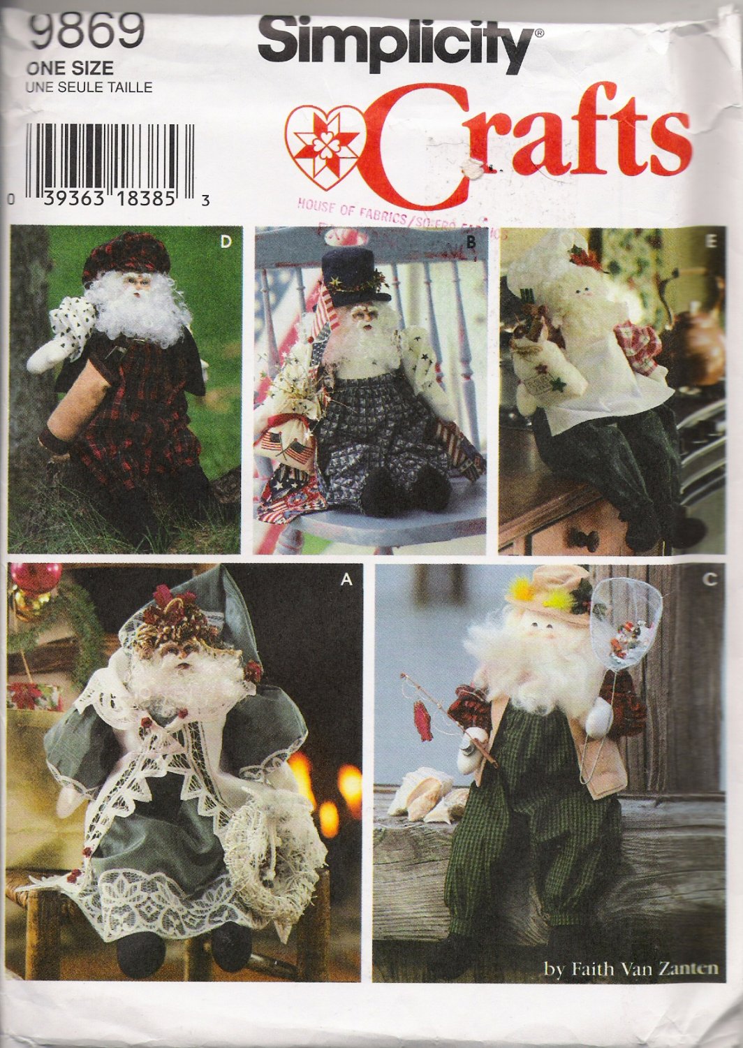 21" Santa Doll and Clothes Christmas Sewing Pattern Simplicity 9869 UNCUT