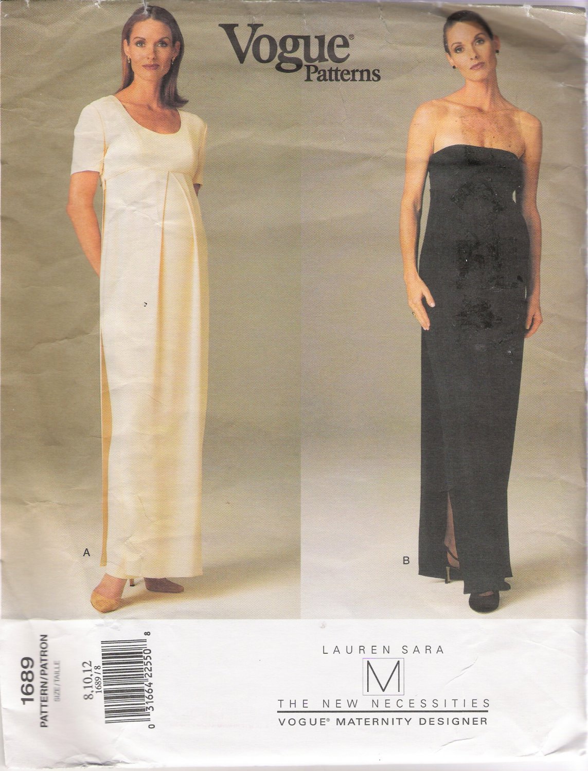 Misses' Maternity Dress Sewing Pattern Size 8-12 Vogue 1689 UNCUT