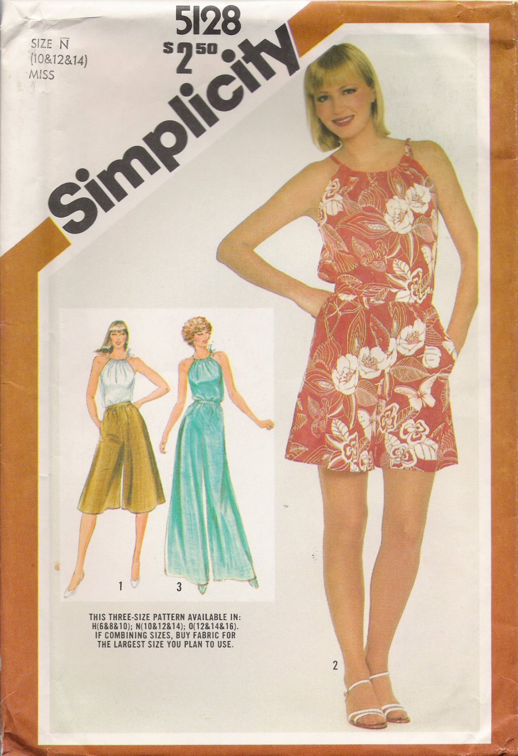 Vintage Sewing Pattern Misses' Culottes & Halter Top Size 10-14 Simplicity 5128 UNCUT