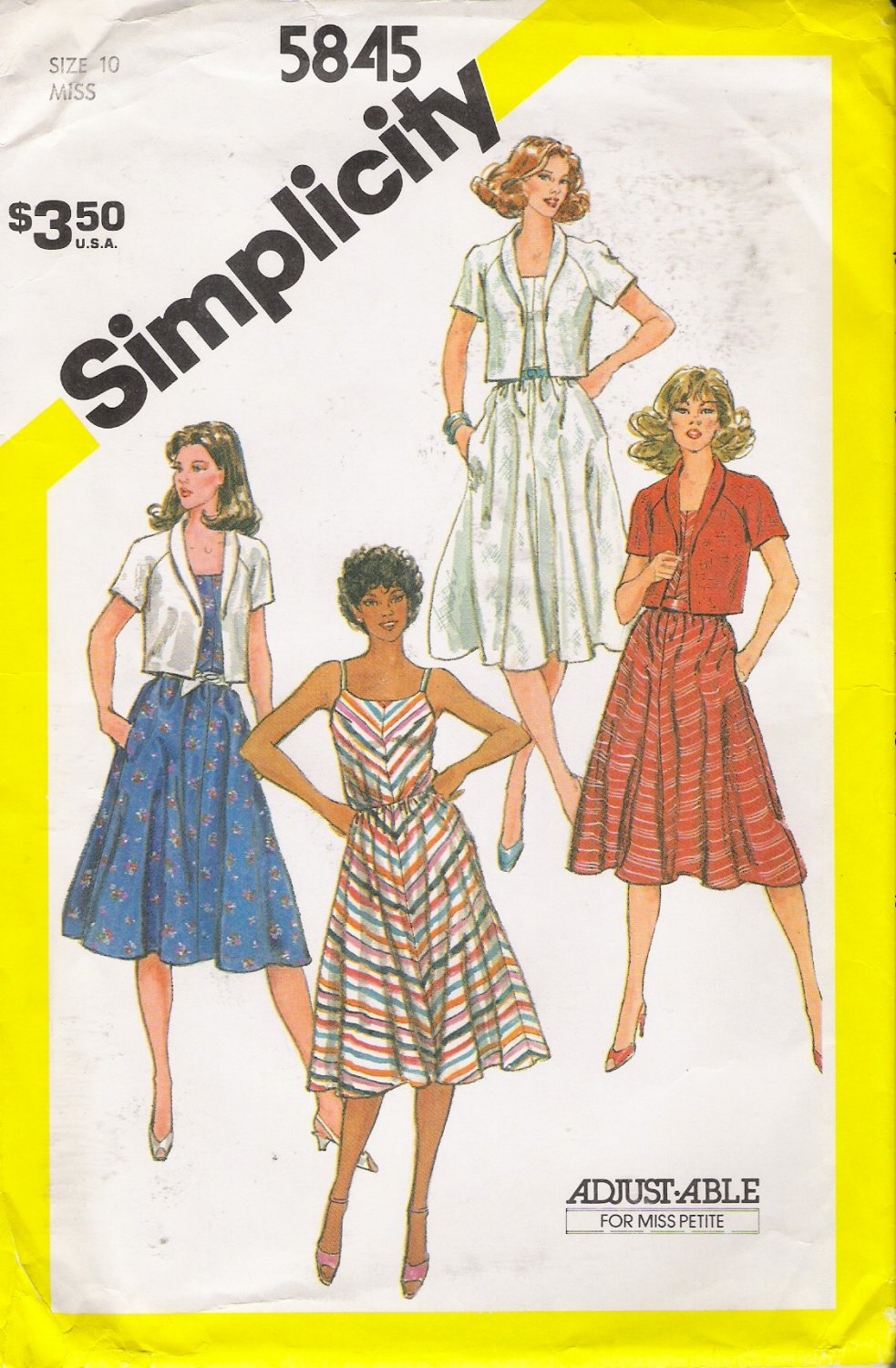 Vintage Sewing Pattern Misses' Sundress & Jacket Size 10 Simplicity 5845 UNCUT