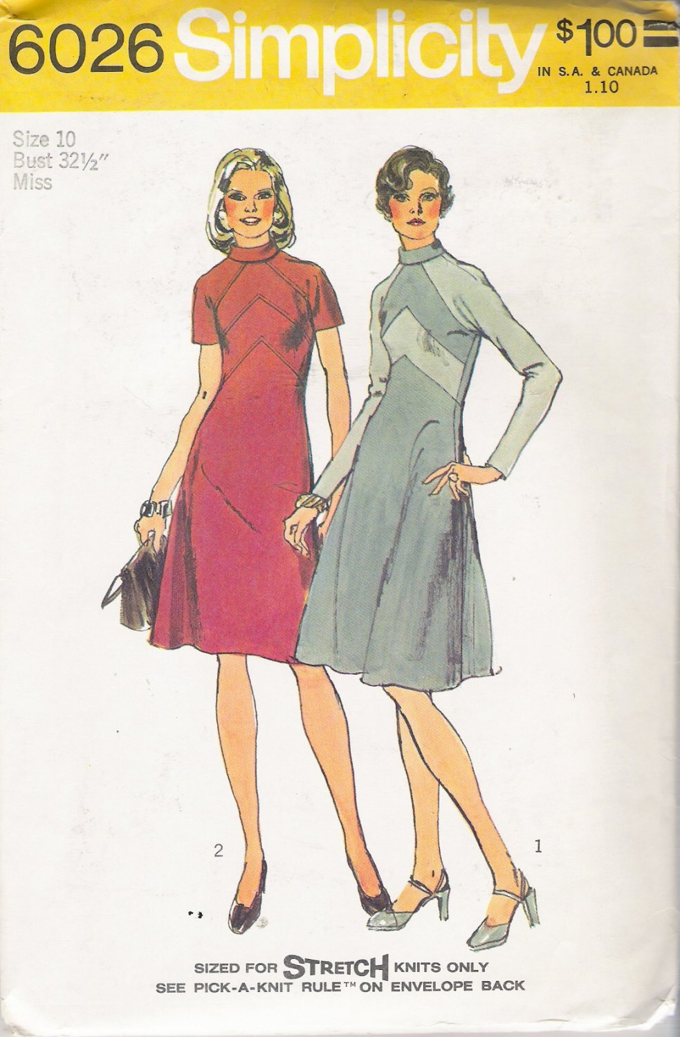 Vintage Sewing Pattern Misses' Dress Size 10 Simplicity 6026 UNCUT