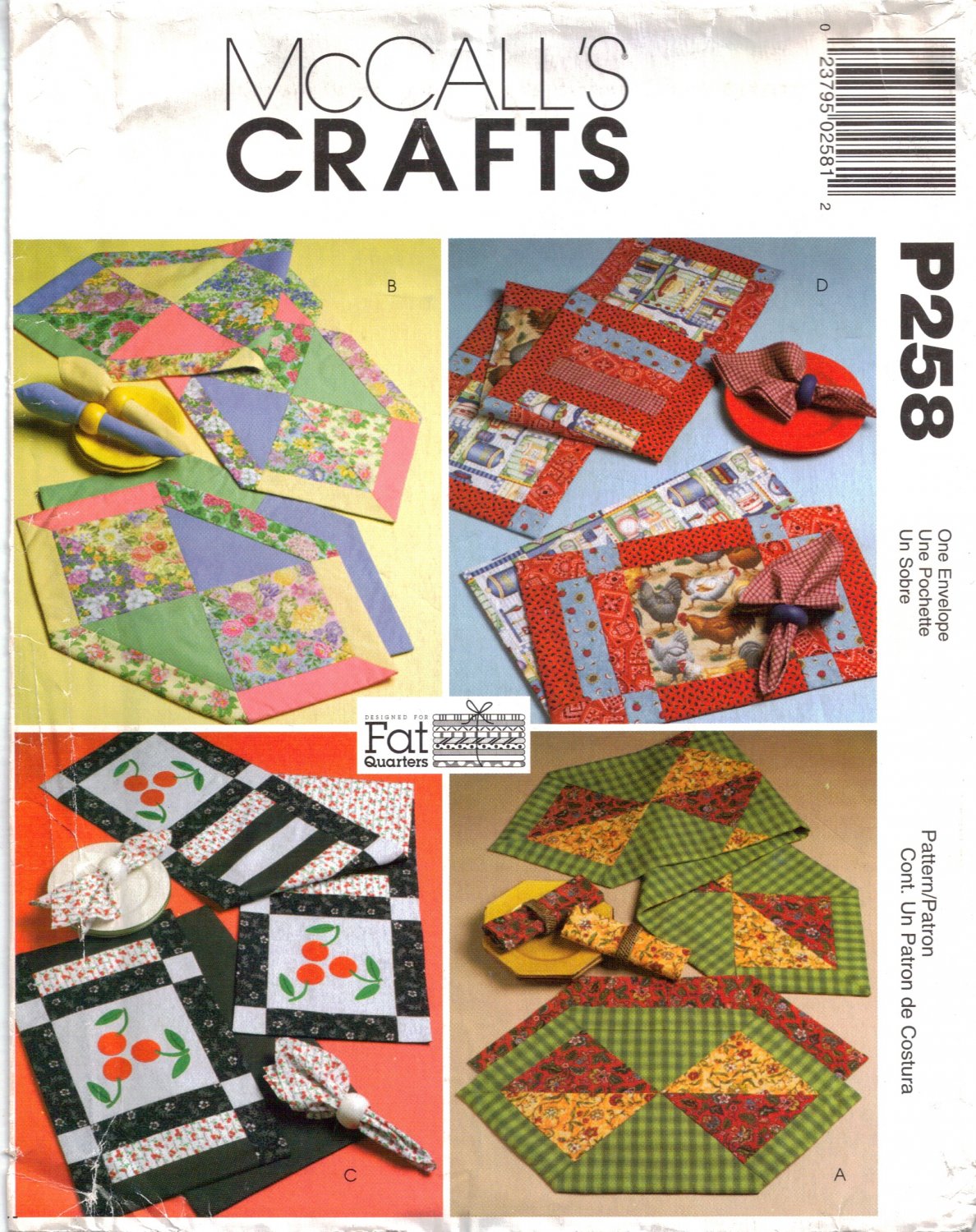 Fat Quarters Runners, Placemats & Napkins Sewing Pattern McCall's P258 UNCUT