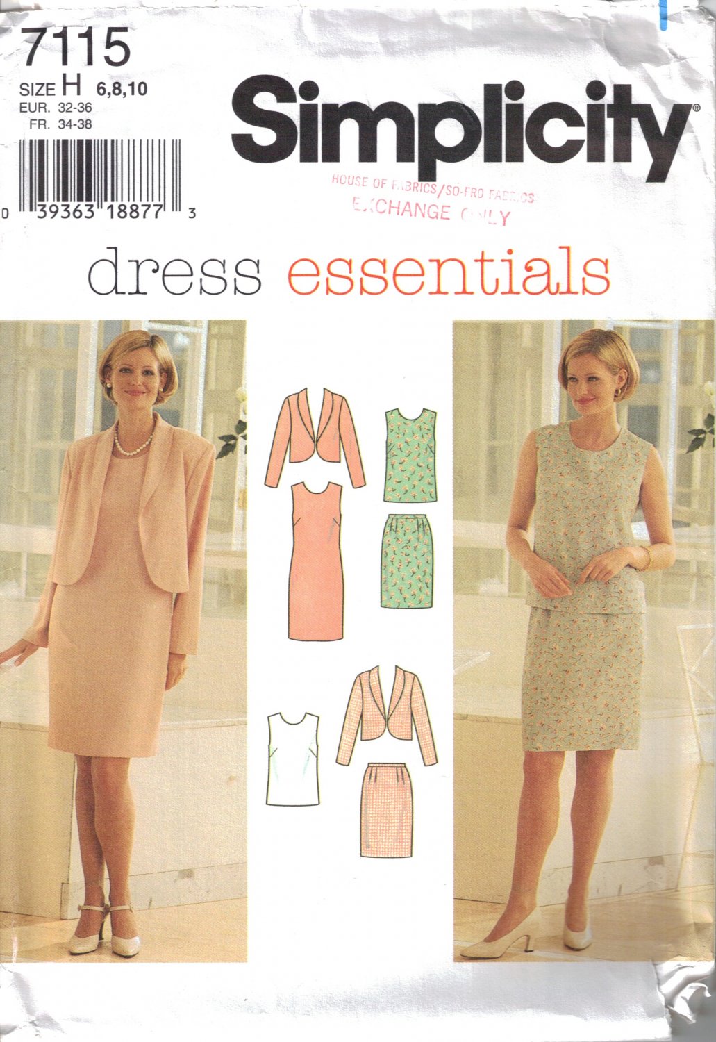 Misses' Jacket Dress Top Skirt Sewing Pattern Size 6-10 Simplicity 7115 UNCUT