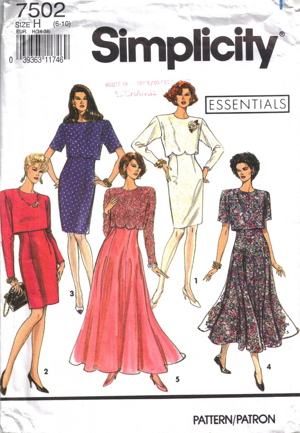 Misses' Flared or Slim Dress Sewing Pattern Size 6-10 Simplicity 7502 UNCUT