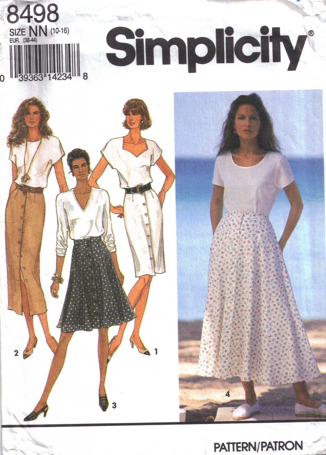 Misses' Slim or Flared Skirt Sewing Pattern Size 10-16 Simplicity 8498 UNCUT