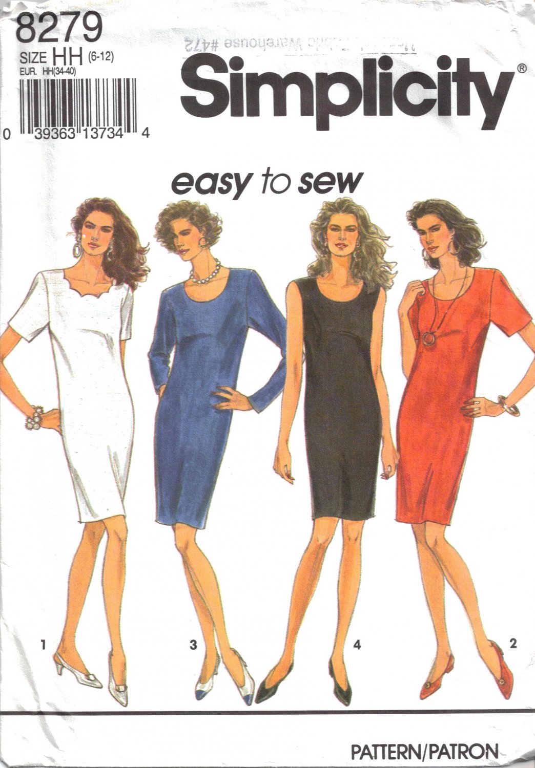 Misses' Dress Sewing Pattern Size 6-12 Simplicity 8279 UNCUT