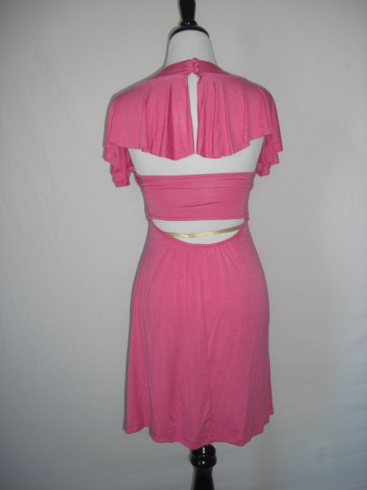New Sexy Open backless Capelet Deep Vneck Jersey Dress Small