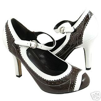 NIB Spectator Two Tone Retro Patent Mary Jane Heel 7.5