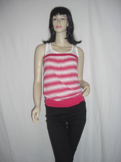 NWT Charlotte Russe Striped Emo Punk 2Fer Slit back Tube Top L Large