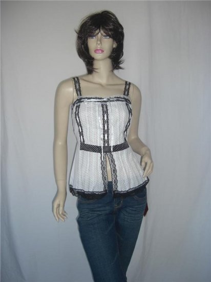NWT Sexy Corset Lace Metallic Dot Cami Tank top S Small
