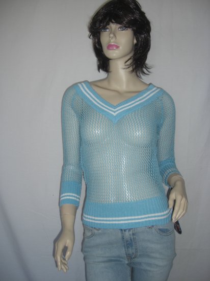 NWT Sexy Preppy Net Sheer Sweater Cardigan Top L LRG