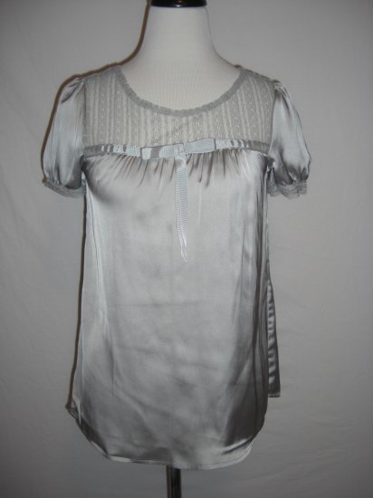 New Chic Satin Lace Tent Shift Tunic Top Shirt S Small