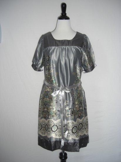 New "Eva" Paisley Scarf Print Belted Shift Dress L Large