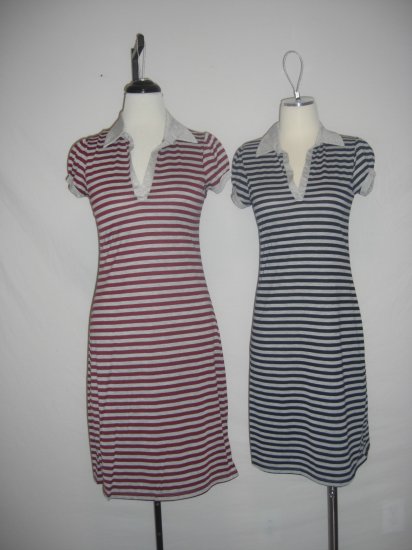 Lot of 2 NEW Sporty Prep Striped Polo S/S Dress sz M