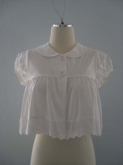 New Delicate Eyelet Lace trim Trapeze Cropped Jacket S Small