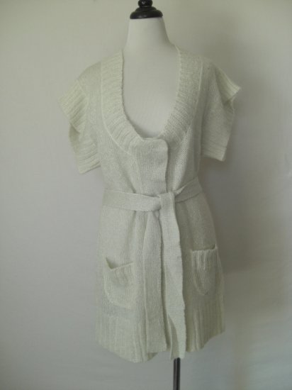 New Ivory 80s oversized Chunky Knit Sweater dress L Large