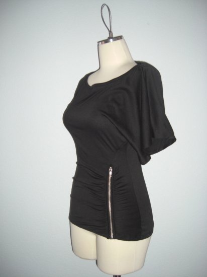New Kimono Kabuki Sleeve Off Shoulder Zipper Top S Small