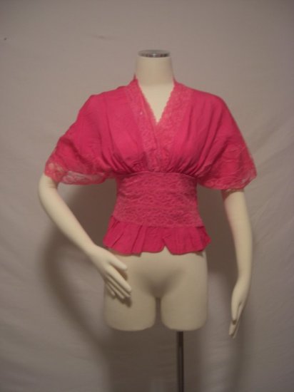 NWT Japan Lace Trim Kimono Top One Size XSmall-Small