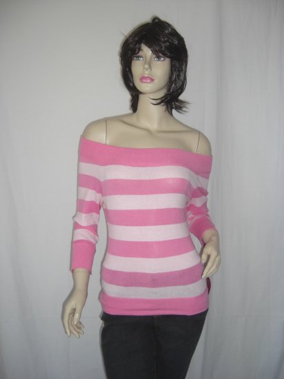 New Lot of 2 Rugby Striped off the shoulder 3/4 slv Sweaters M Medium