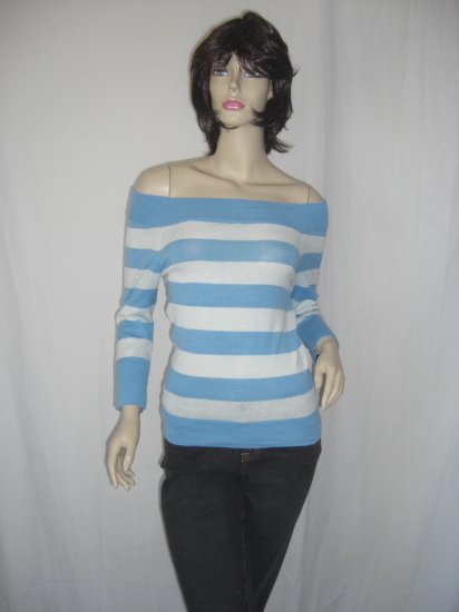 New Lot of 2 Rugby Striped off the shoulder 3/4 slv Sweaters S Small
