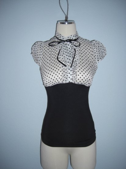 NWT Ruffle Chiffon Victorian Vintage style White Top M Medium