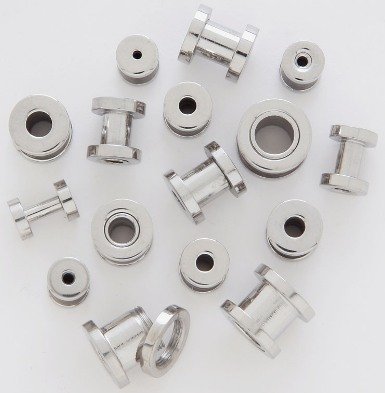 SURGICAL STEEL SCREW ON FLESH TUNNELS