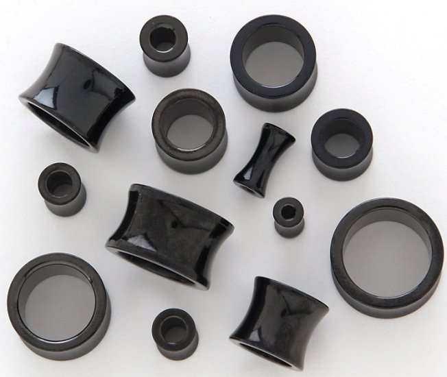 BLACK TITANIUM ANODIZED 316L SURGICAL STEEL HOLLOW SADDLE TUNNELS