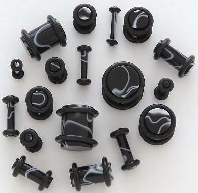 BLACK MARBLE SWIRL PLUGS