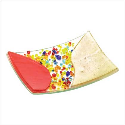 FIRE PEBBLES ART GLASS PLATE