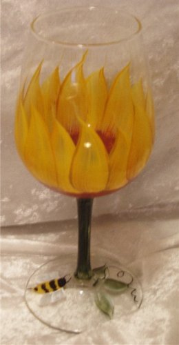 3-D Sunflower Wine Glasses, set of 4