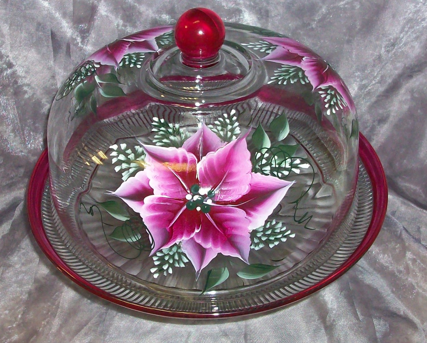 Poinsettia Punch bowl/Cake cover