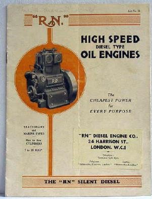 RN High Speed Diesel Type Oil Engines List No. 38 Types D1 D2 and DR undated