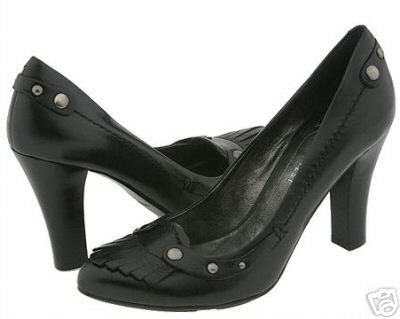 Nine West Sydelle Black Loafer Heels Pumps size 9.5