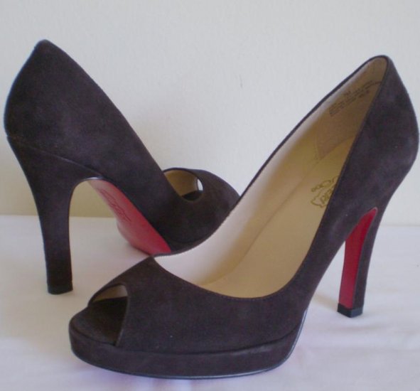 Oh Deer Judy Brown Suede Leather Peep Toe Heels Pump 7