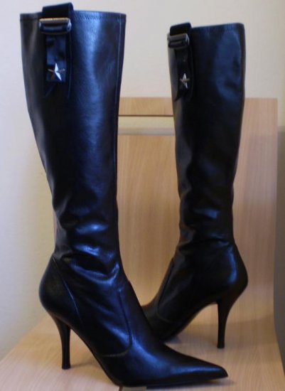 Nine West Brittena Black tall boots heels shoes sz 10