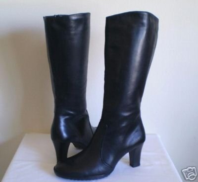 Naturalizer Blk Leather Knee High Tall Boots Heels 9.5