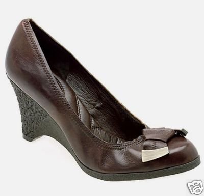 Nine West Brown Leather Wedge Heels Pumps Shoes nw 11