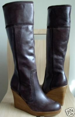 Steve Madden Mavie wedge Boots Tall Brown Leather 10