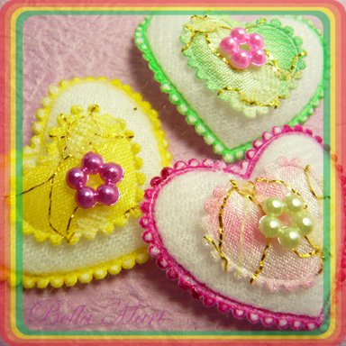 30 Heart Pad Applique w Rhinestone Card/Cloth/Embellishment 010