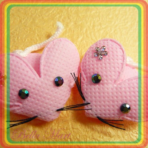 20 Cute Mice Applique w Flower Rhinestone Baby/Embellishment A026