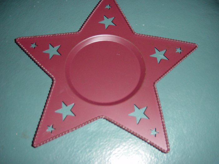 Rust Red Star Design Metal Candle Holder #100005