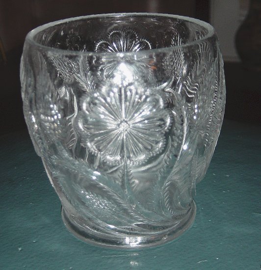 Small Round Pressed Glass Bowl with Raised Flowers #100006