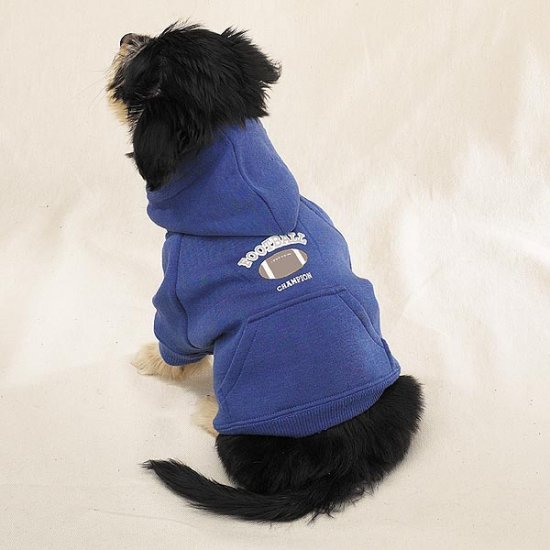 Blue Hooded Dog Football Sweatshirt Pet Apparel Small Size