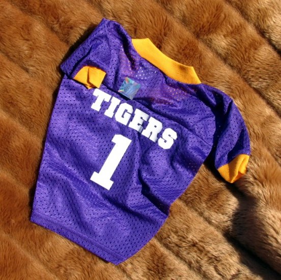Louisiana State University LSU Tigers Deluxe NCAA Football Sports Log Dog Jersey XL Size