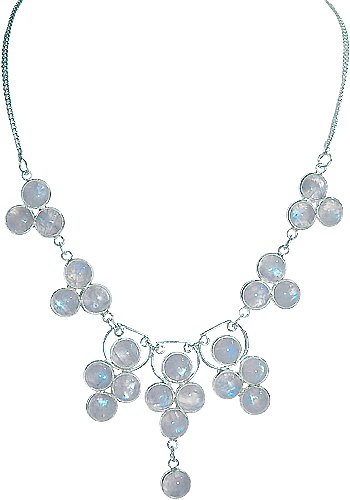 .925 SS 25 Stone Moonstone Necklace 18 to 20 inches