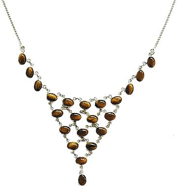 925 SS 22 Stone Tigereye Necklace 18 to 20 inches