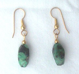 14K GF African Green Turquoise Drop Earrings 1 5/8 L