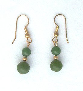 14K GF Burmese Jade Drop Earrings - 1.5 inches
