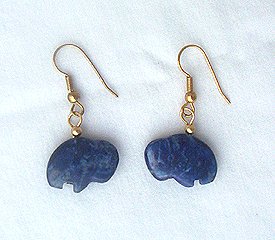 14K GF Lapis Zuni Buffalo Drop Earrings - 1 1/2 Long