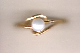 10K Gold Genuine 6mm Pearl Ring Size 6.25